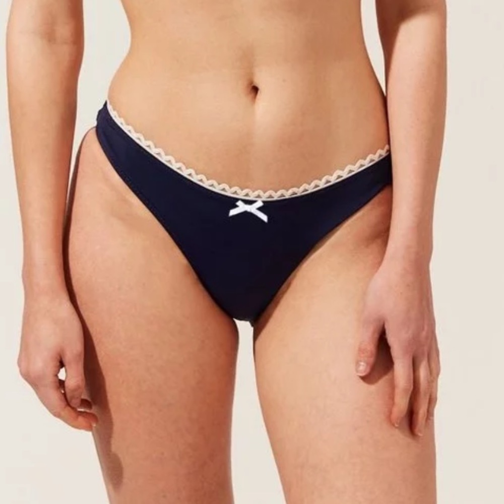 Solid & Striped Daphne Bikini Bottom in Shiny Navy